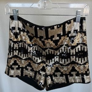 H&M Black & Gold Sequin Shorts
